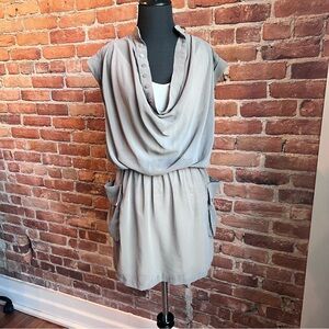 Tan Draped Dress with Pockets